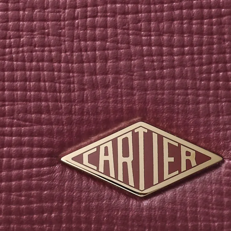 CARTIER Grained Calfskin Card Clip Card Holder Unisex Burgundy Red-2