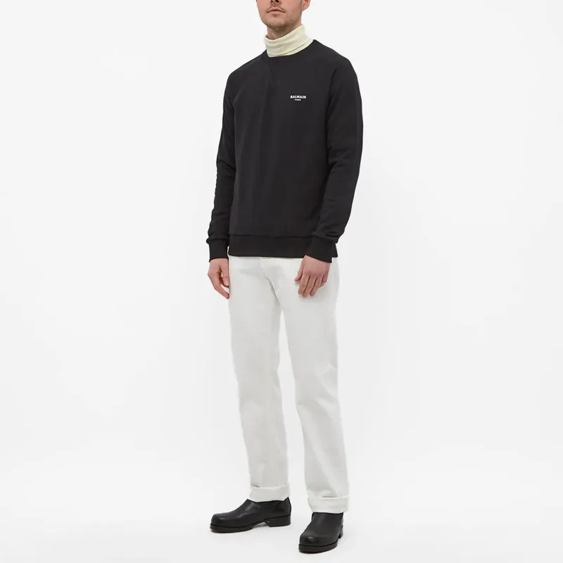 BALMAIN Logo Printed Ribbed Hem Sweatshirt-1