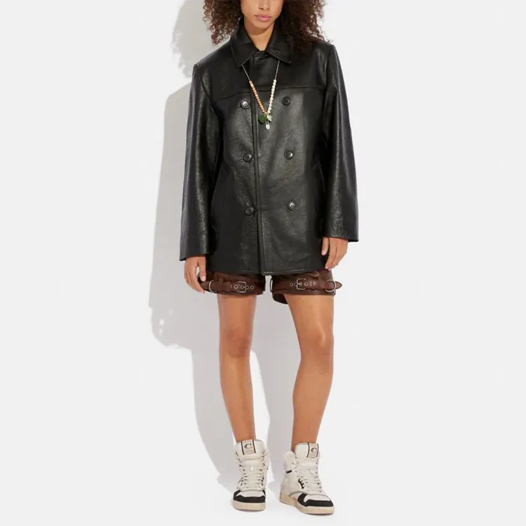 COACH Leather Jackets Women's Black-1