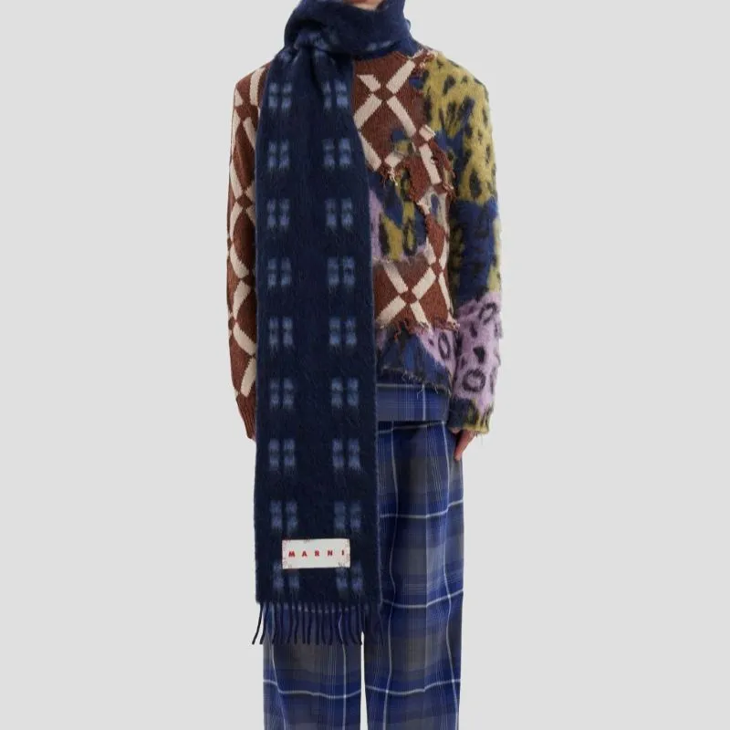 MARNI Logo-patch Alpaca Wool-blend Scarf-2