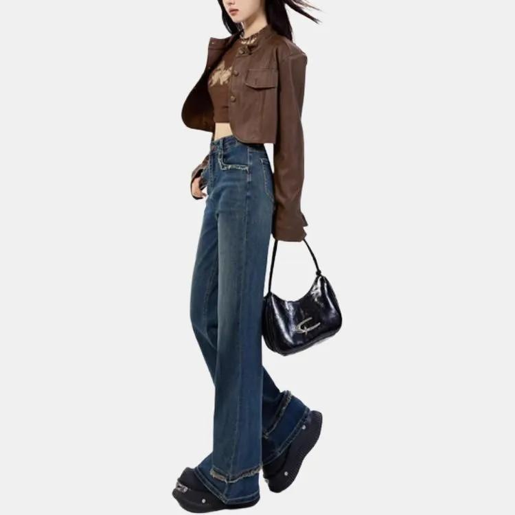YINLEI Jeans Women's Vintage Blue-4