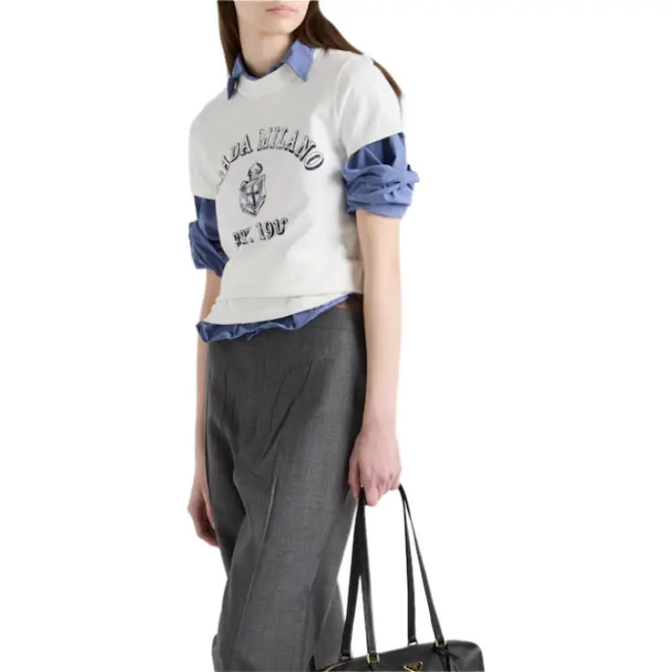 PRADA Logo Printed Short Sleeved T Shirt-3