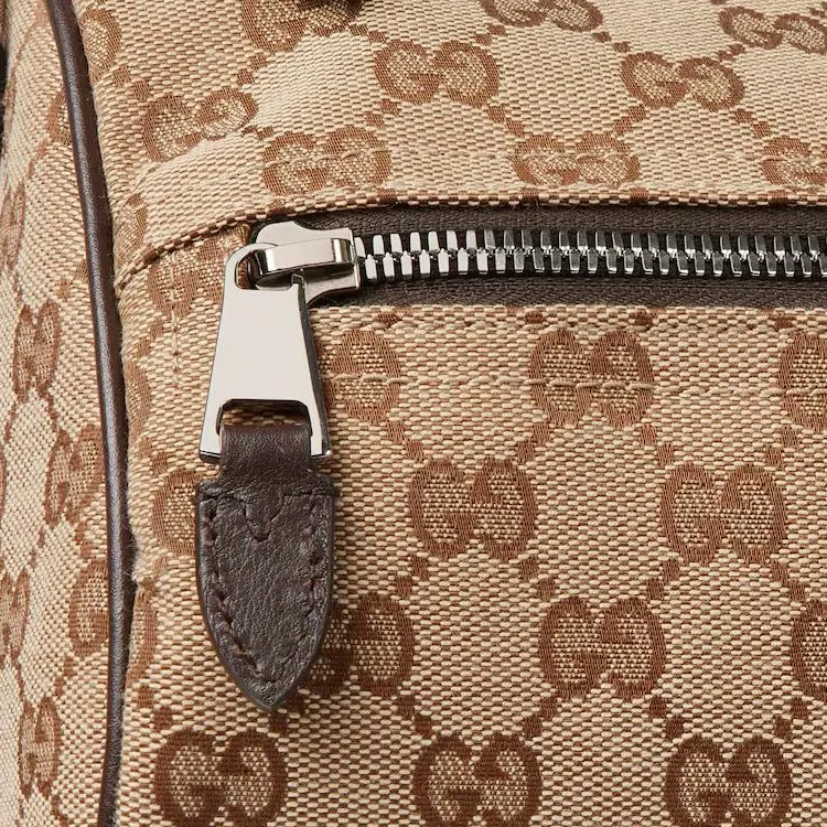 GUCCI GG Canvas Boston Bag, Crossbody Bag, Shoulder Bag Small Size Men's Beige & Dark Brown-5
