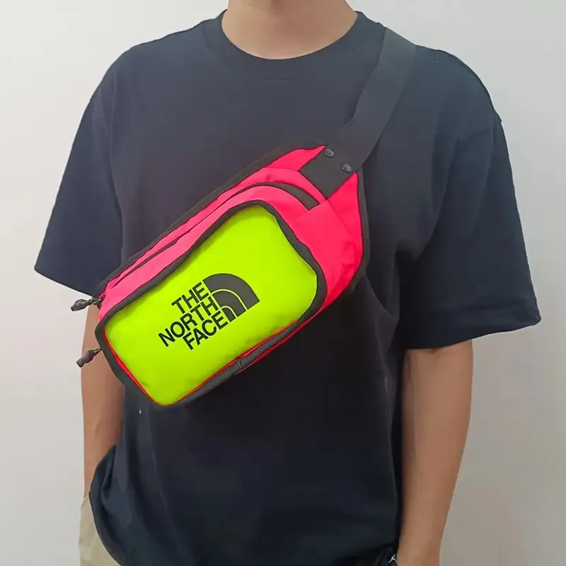 THE NORTH FACE Canvas Crossbody Bag, Sling Bag, Fanny Pack Regular Unisex Red & Green-4