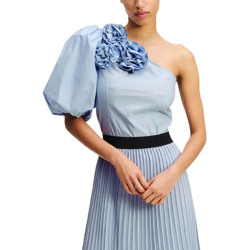 Karl Lagerfeld Floral appliqué One shoulder Blouse-3