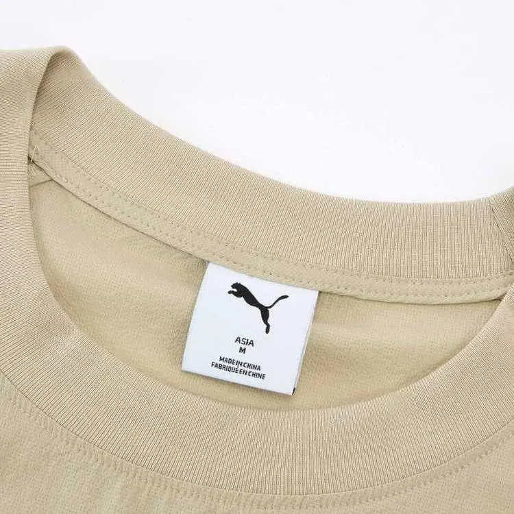 PUMA ESS ELEVATEDWOVEN T Shirt Unisex Sand Gravel Gray 68-2