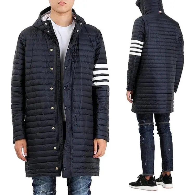 THOM BROWNE 4 Bar Hooded Down Coat-3