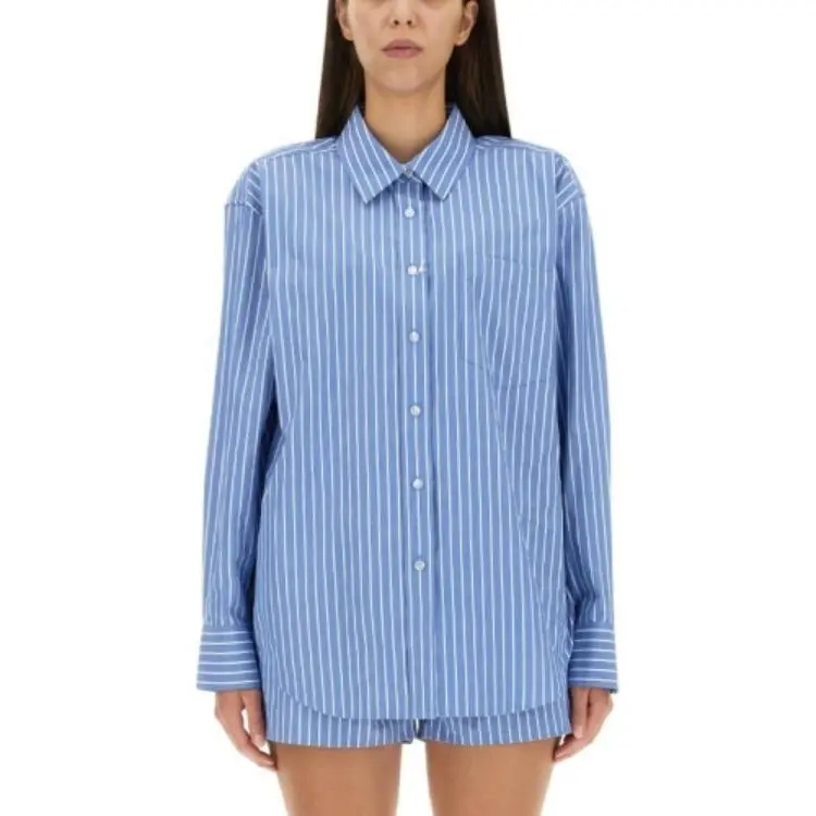 Alexander Wang Logo appliqué Striped Boyfriend Shirt-4