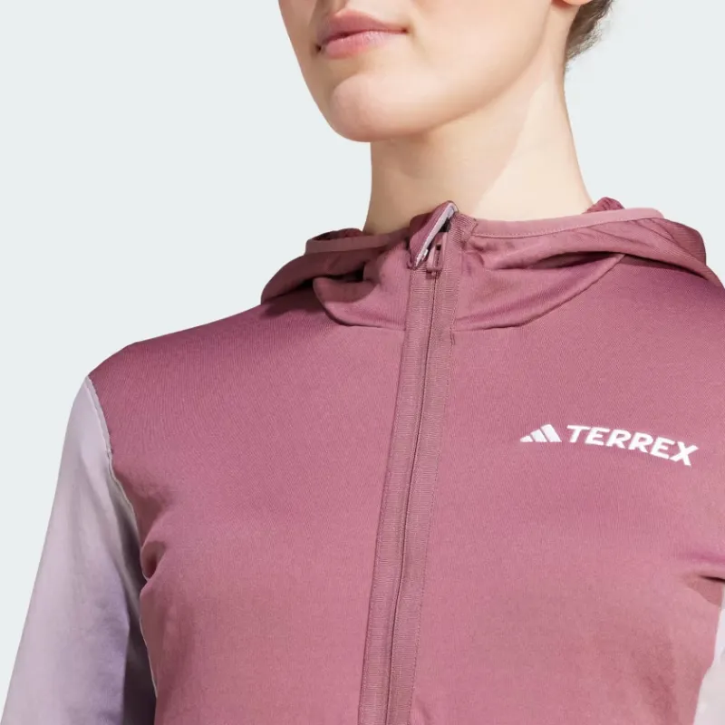 Adidas Terrex Xperior Light Fleece Hooded Jacket Jackets Coats Women's Pink-5