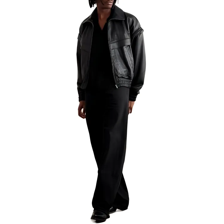 SAINT LAURENT Zip-Up High Neck Bomber Jacket-4