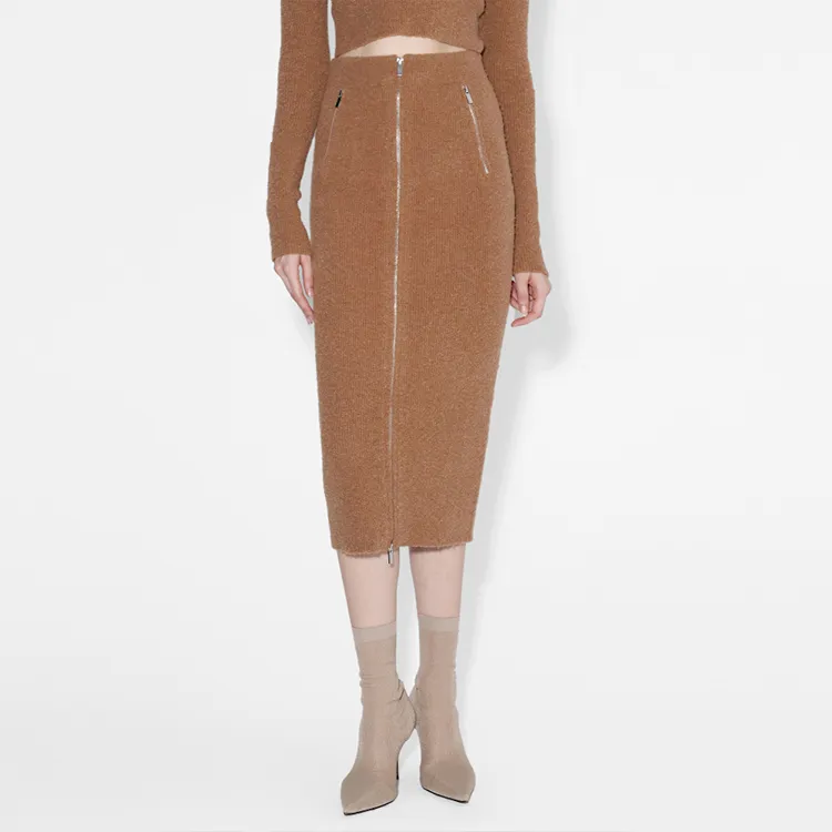 Bebe FW23 Casual Long Skirts Women's Coffee-1