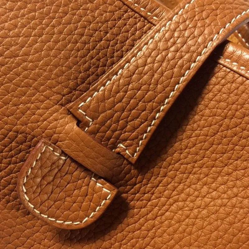 HERMES Evelyne Leather Shoulder Bag Women's 37Gold Gold Brown-3