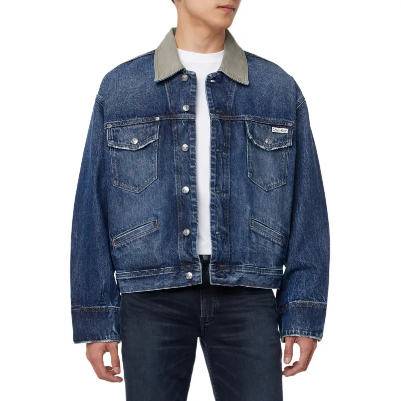 CALVIN KLEIN Denim Jacket Men's Dark Blue-4