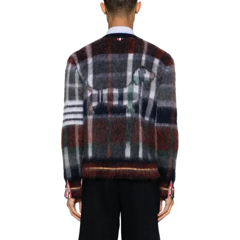 THOM BROWNE Checkered Button Up Cardigan-4