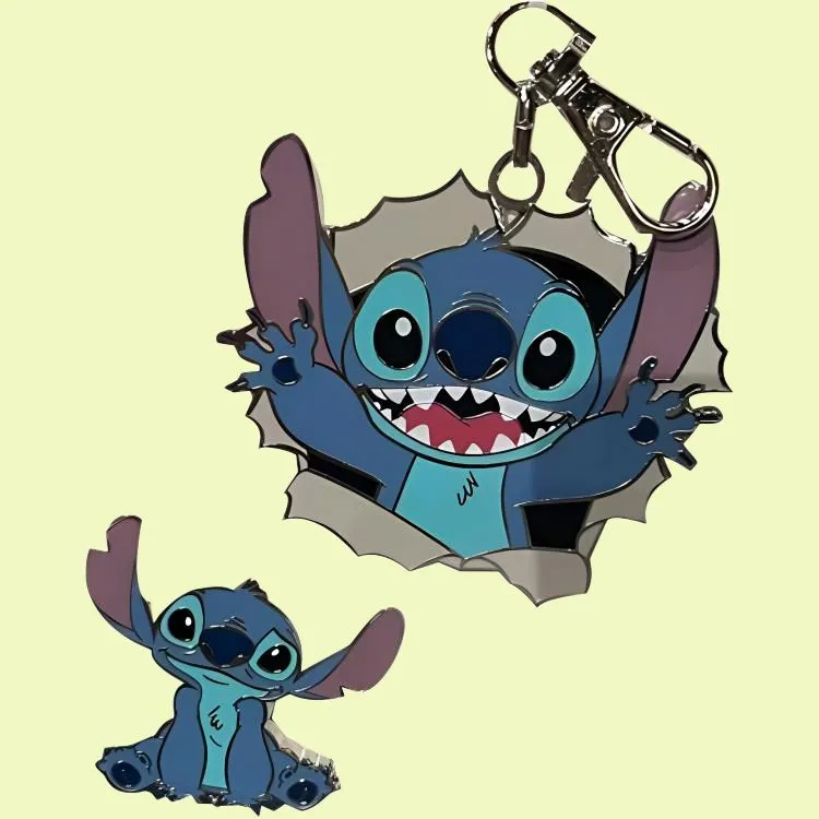 Disney Stitch Metal Badge Key Ring Pendant IP Merch-3