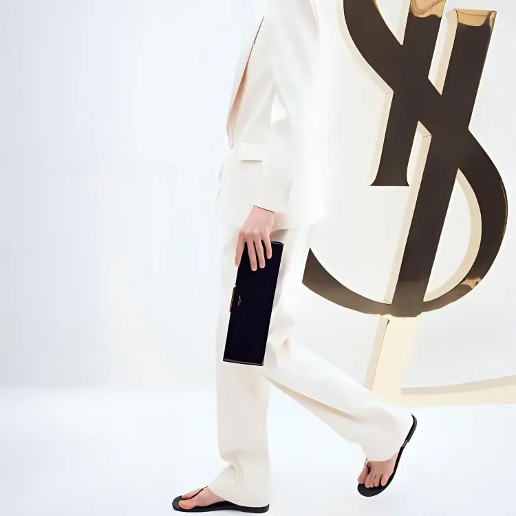 SAINT LAURENT Straight Leg Tuxedo Trousers-3