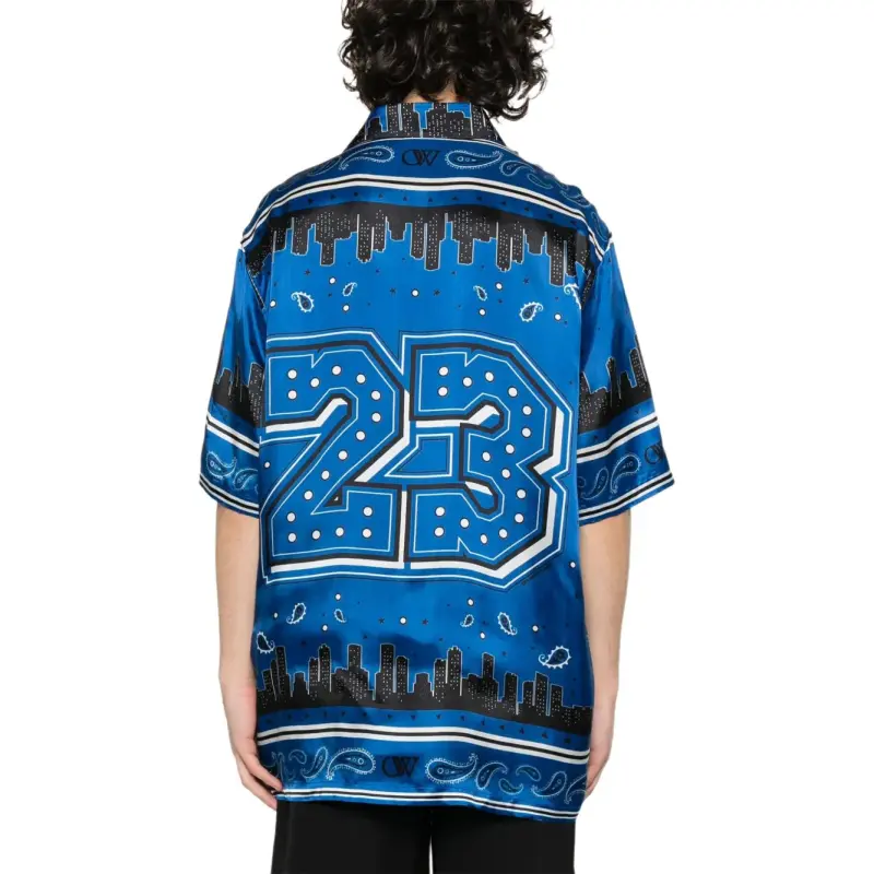 OFF WHITE Bandana Printed Straight Hem Shirt-4
