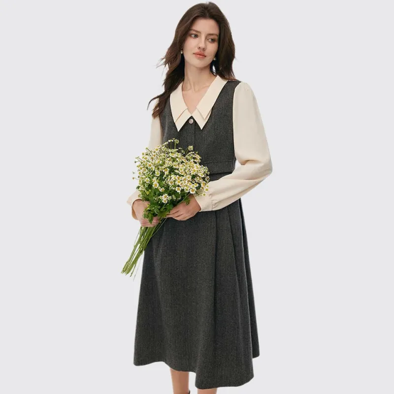 GOELIA Long Sleeved Dress Women's Smoke Gray-3