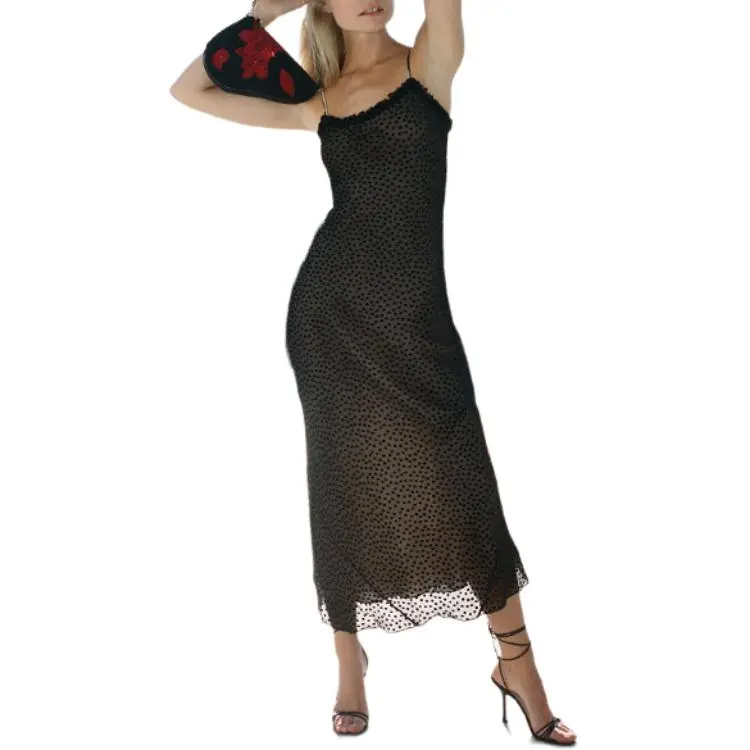 Realisation Par SS25 The Esmé Slip Dress Women's Devoré Spot Twilight Jacquard-3