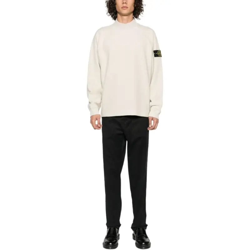 STONE ISLAND Compass Motif Mock Neck Layered Sweatshirt-4