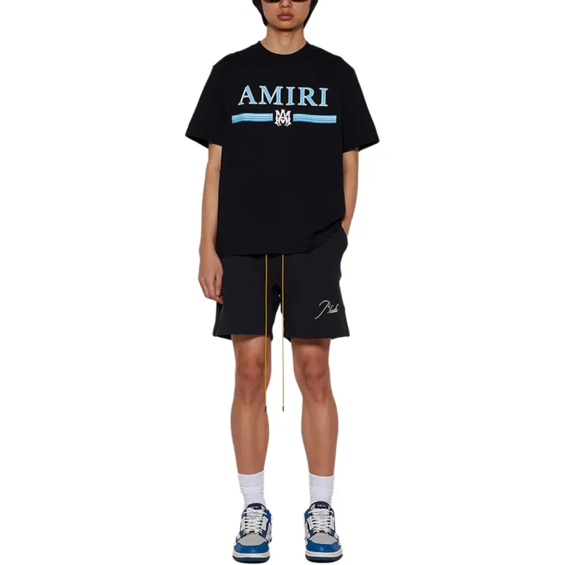 RHUDE Logo embroidered Cotton Track Shorts-1