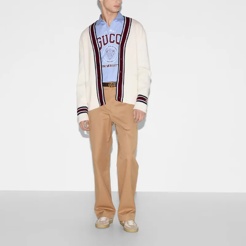 GUCCI Logo Intarsia Knit Cardigan-3