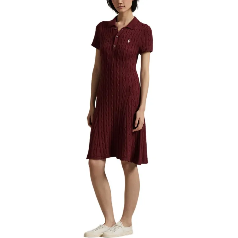 Polo Ralph Lauren Short Sleeved Dresses Women's Garnet Red-1