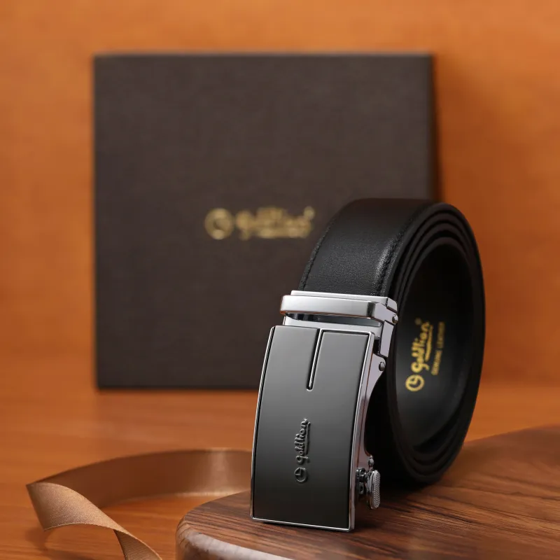 GOLDLION Top Grain Cow Leather Belts Men's Black 3.5cm-10