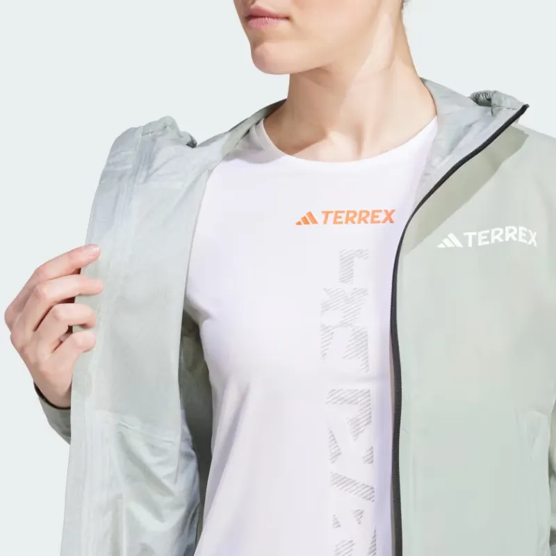 Adidas Terrex Xperior 2.5l Light Rain.Rdy Jacket Jackets Coats Women's Silver Green-4