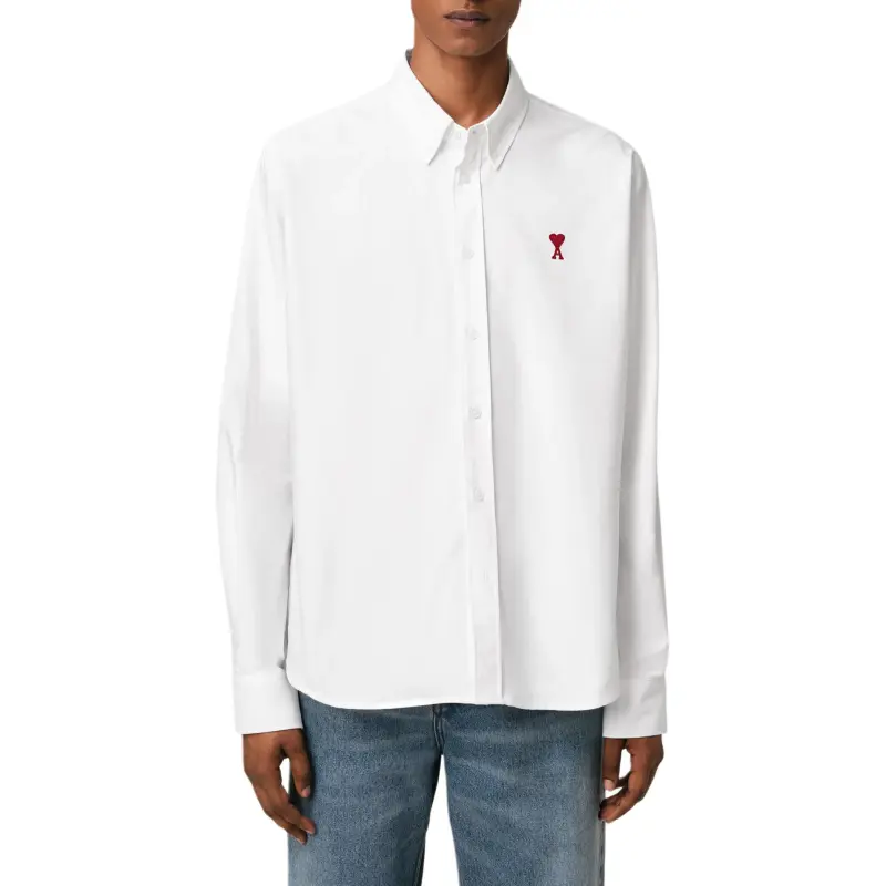 Ami Paris Ami De Coeur Logo Embroidered Shirt-3