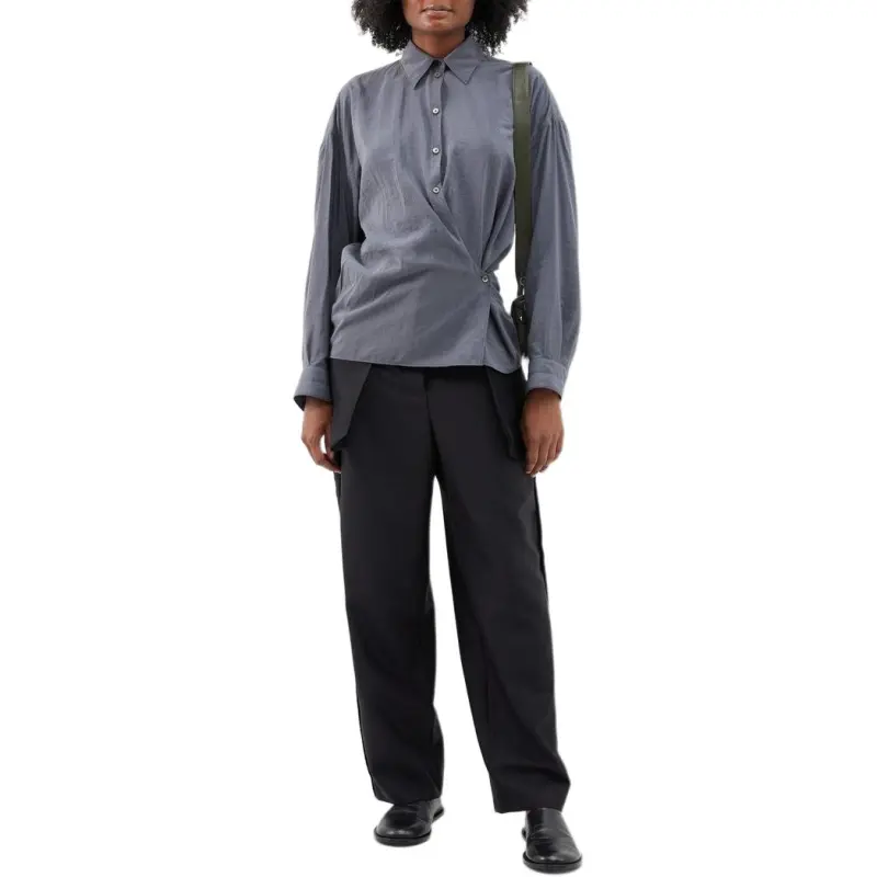 Lemaire Straight Collar Twisted Shirt 'Asphalt'-4
