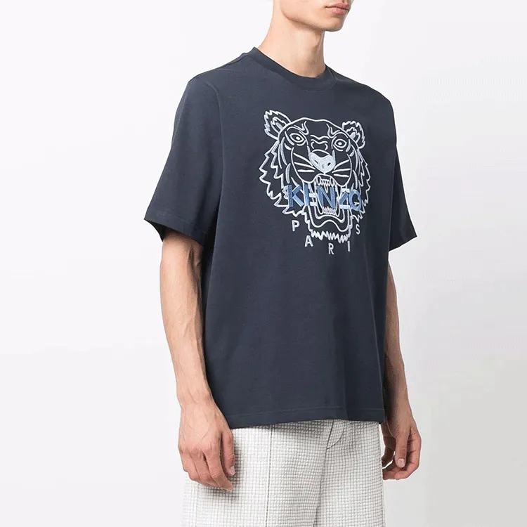KENZO Classic Tiger Head T Shirts Men Blue-3