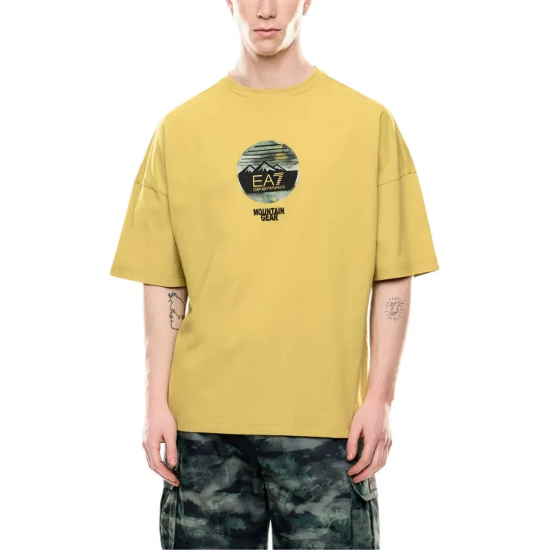 EMPORIO ARMANI EA7 SS25 T Shirt Men's Nostalgic Moss Yellow-3