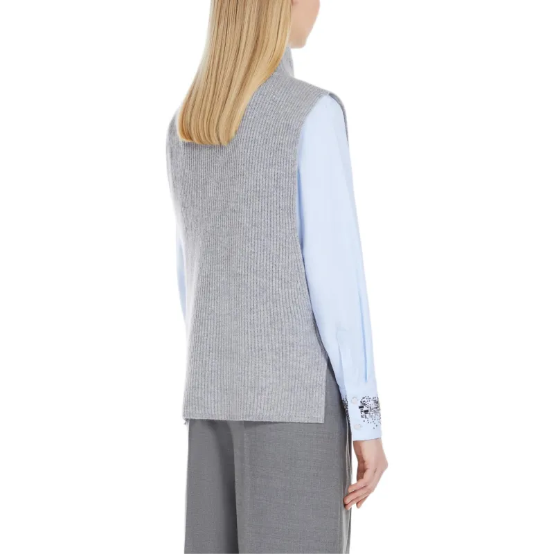 MaxMara Turtleneck Ribbed Sleeveless Top-3