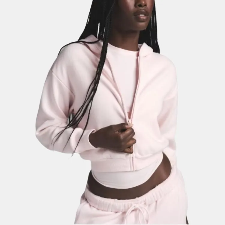 SKIMS SS25 COTTON FLEECE SHRUNKEN ZIP UP HOODIE Sweatshirt Women's BARELY PINK/Light Pink-4