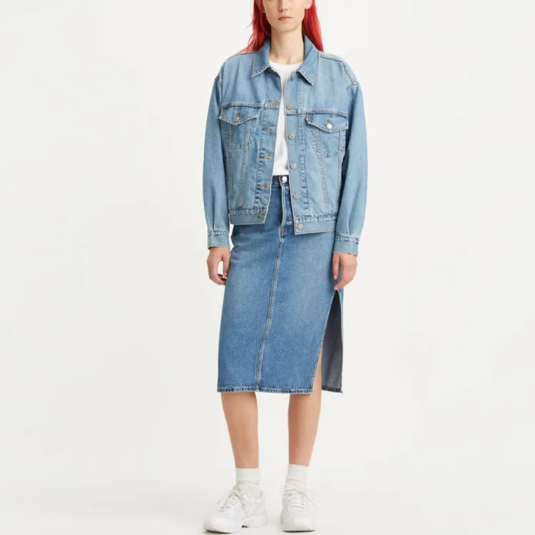 Levis Mid rise Denim Mid Skirt-4