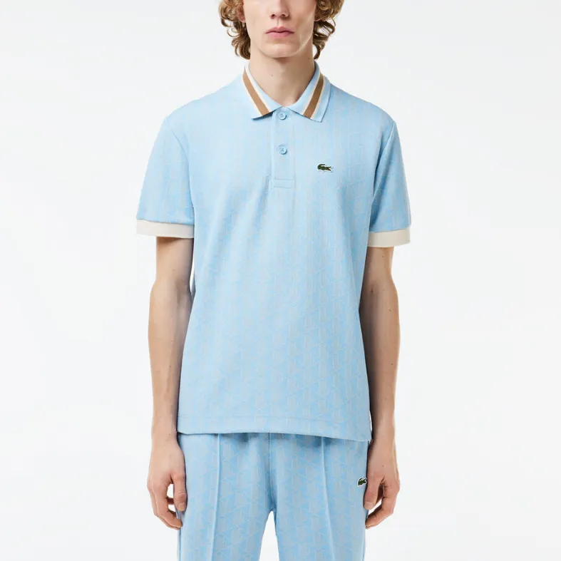 LACOSTE Polo Shirt Men's Light Blue/White-2