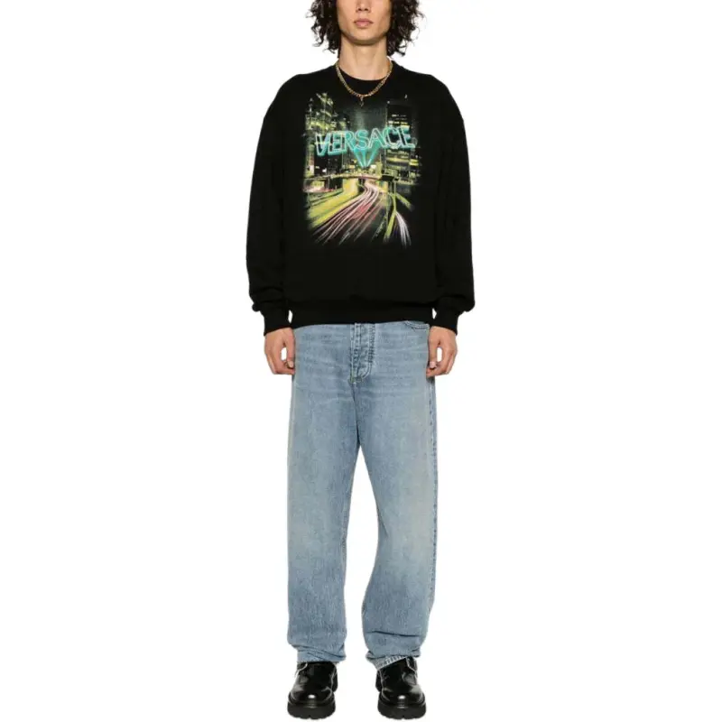 VERSACE City Graphic Printed Crewneck Sweatshirt-2