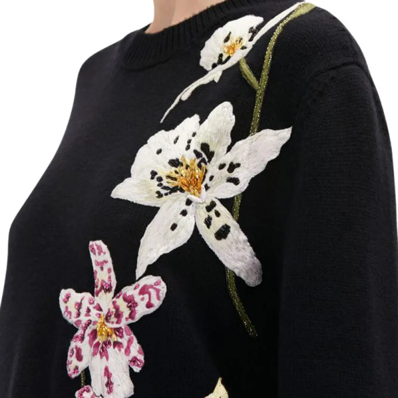 Oscar De La Renta Orchid Crochet Sweater-5