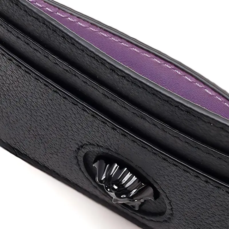 VERSACE VERSACE Leather Card Clip Wallets Women's Black-3