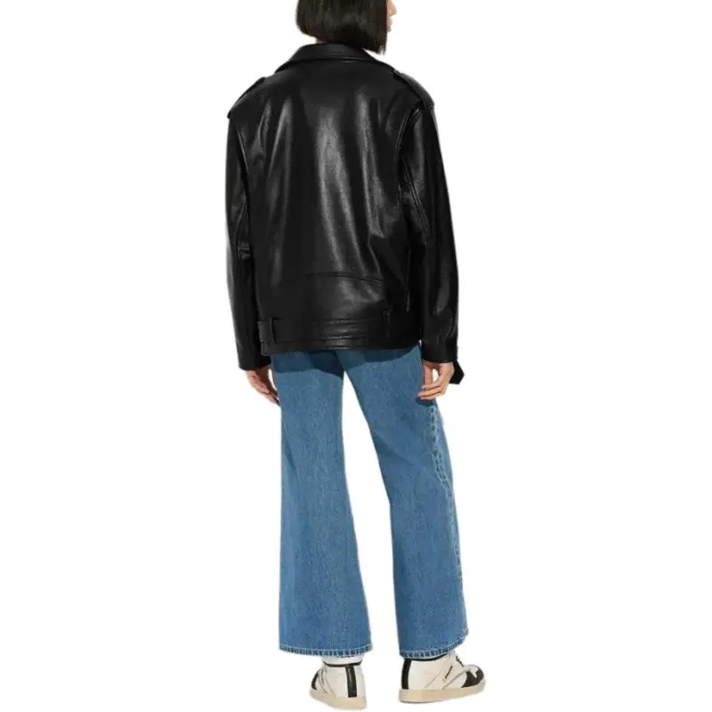 COACH SS23 Leather Jacket Women's Black-2