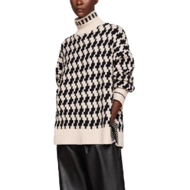 Tommy Hilfiger Knitwear Women's Black White Houndstooth Pattern-2