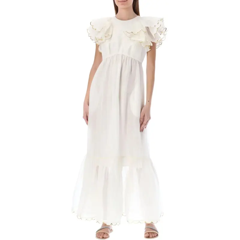 Zimmermann Short Sleeved Dresses Women's White-1