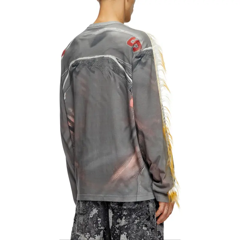 DIESEL FW24 T Shirt Men's Gray/Orange-3