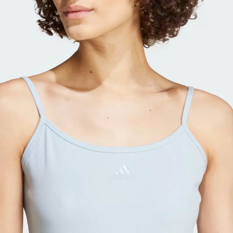 Adidas Sportswear ALL SZN RIB FITTED MIDI DRESS Slip Dresses Women's Blue-4