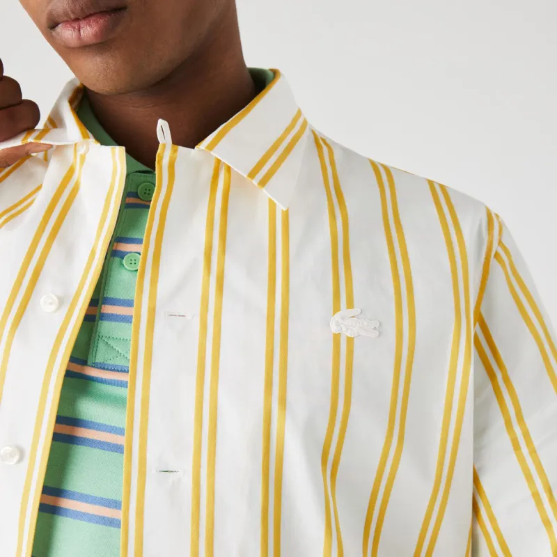 LACOSTE Shirt Unisex Yellow White Stripes-3