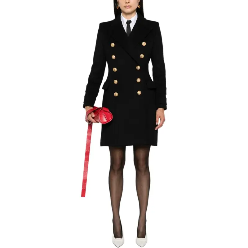 BALMAIN Double Breasted Logo Button Coat-2