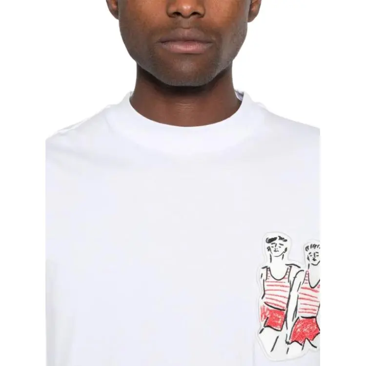 MSGM Patch Detailed Crewneck T Shirt-4