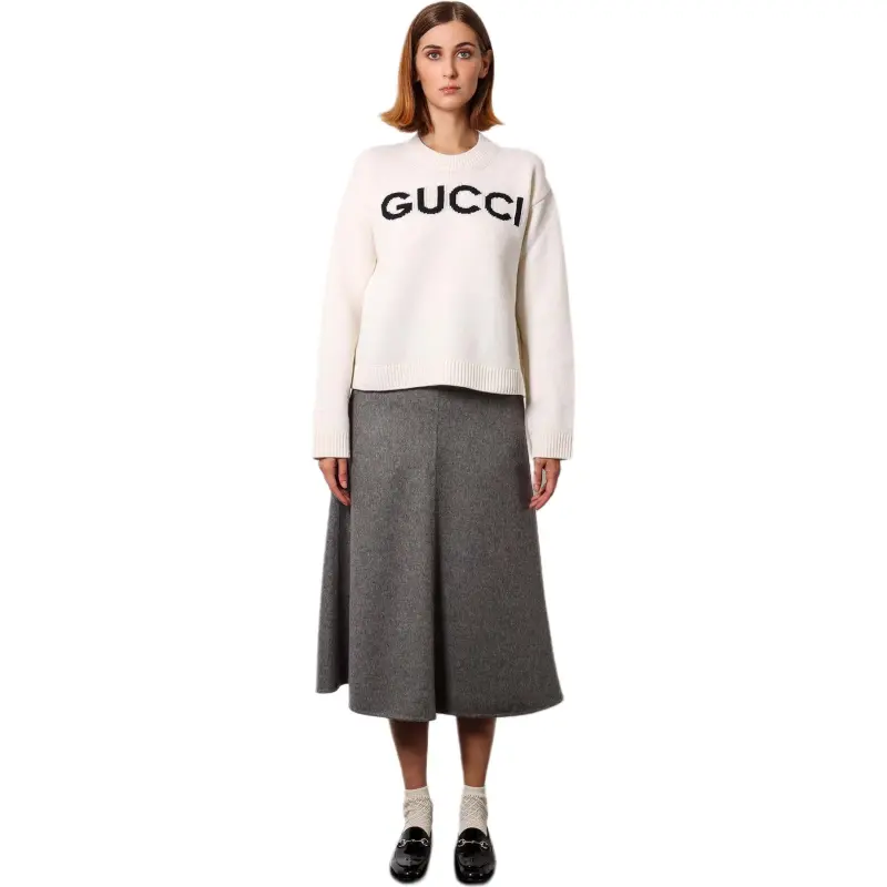 GUCCI Logo Intarsia Knit Crewneck Jumper-2