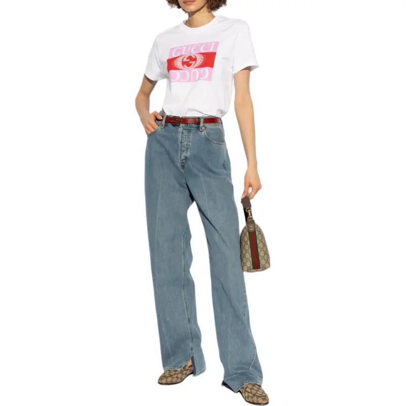 GUCCI Logo Printed Crewneck T Shirt-1